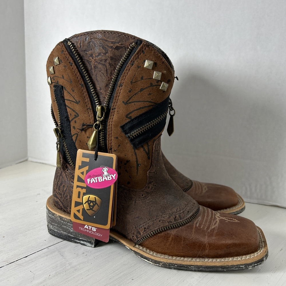 Ariat Fatbaby Women 6 Boot Show Baby Square Toe Leather Cowgirl Liner Peeled 291